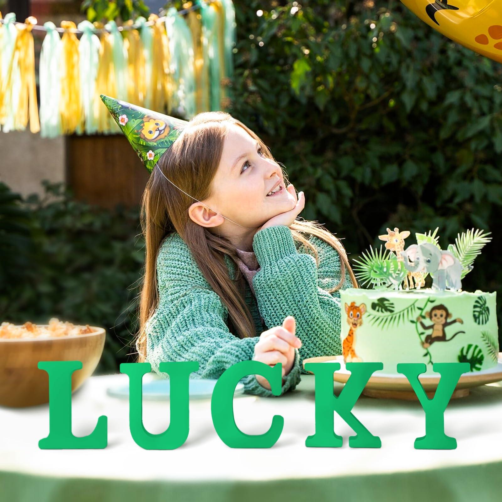 AOCEAN AOCEAN 6 Inch Green Wood Letters Unfinished Wood Letters for Wall Decor Decorative Standing Letters Slices Sign Board Decoration for Craft Home Party Projects (S)