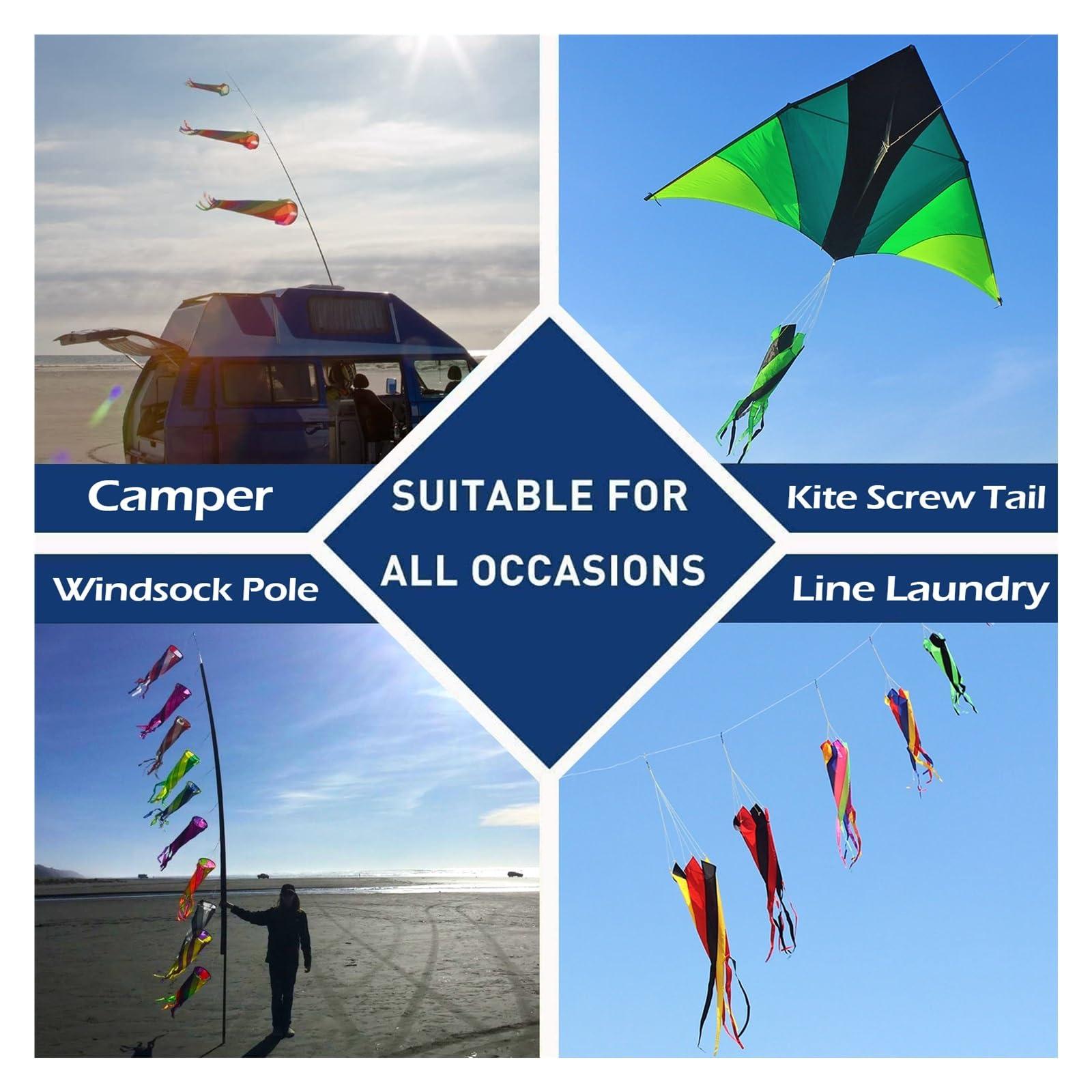 HEXEH HEXEH 90cm Windsock Kite Rainbow Spinning Turbine Windsock with Ball Bearing Swivels for Flag Poles Kite Tail Windsock Pole Outdoor