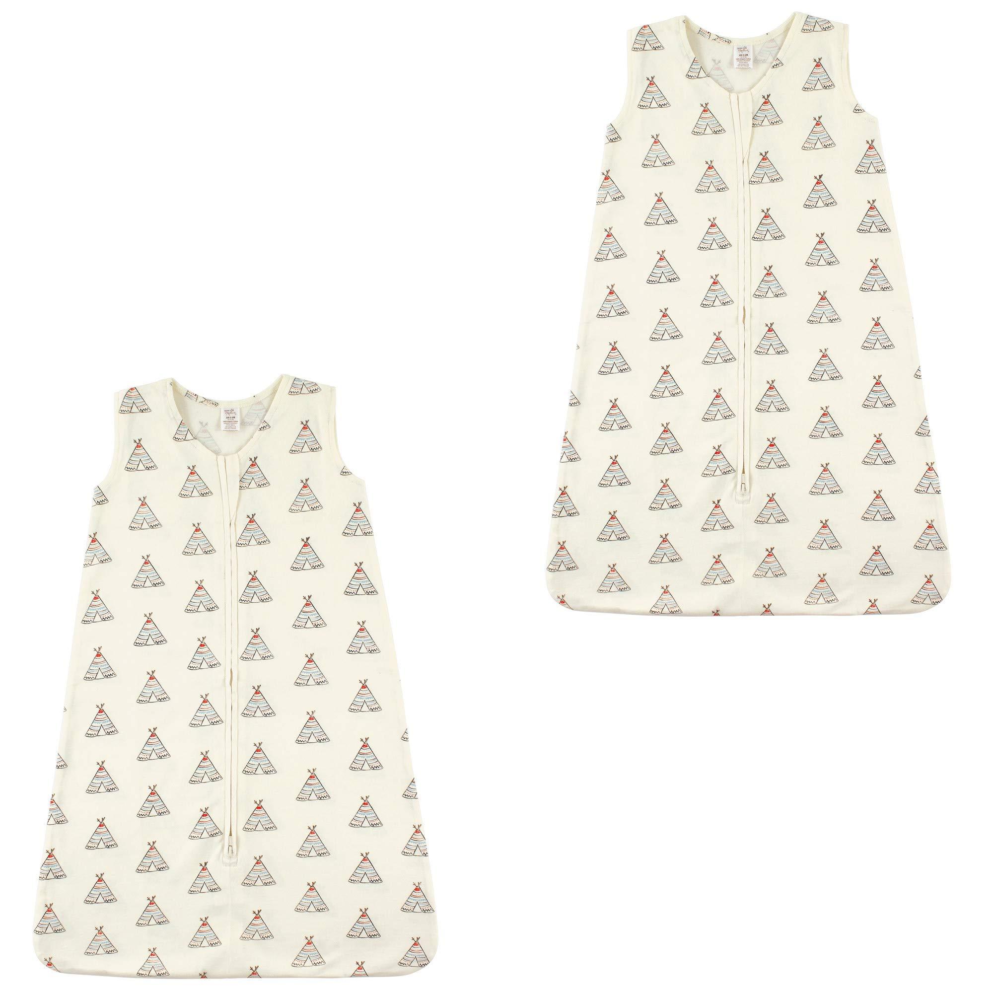 Touched by Nature Touched by Nature Baby Organic Cotton Sleeveless Wearable Sleeping Bag, Sack, Blanket, Teepee 2-Pack, 0-6 Months