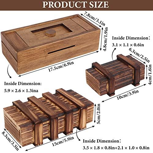 Oppaxf Puzzle Box 3 Pack Wooden Secret Puzzle Box with Hidden Compartment 3D Brain Teaser Magic Drawers Secret Magic Box Wooden Box Puzzle Case Difficult Puzzle Box Gift Card Puzzle Box for Adults and Kids
