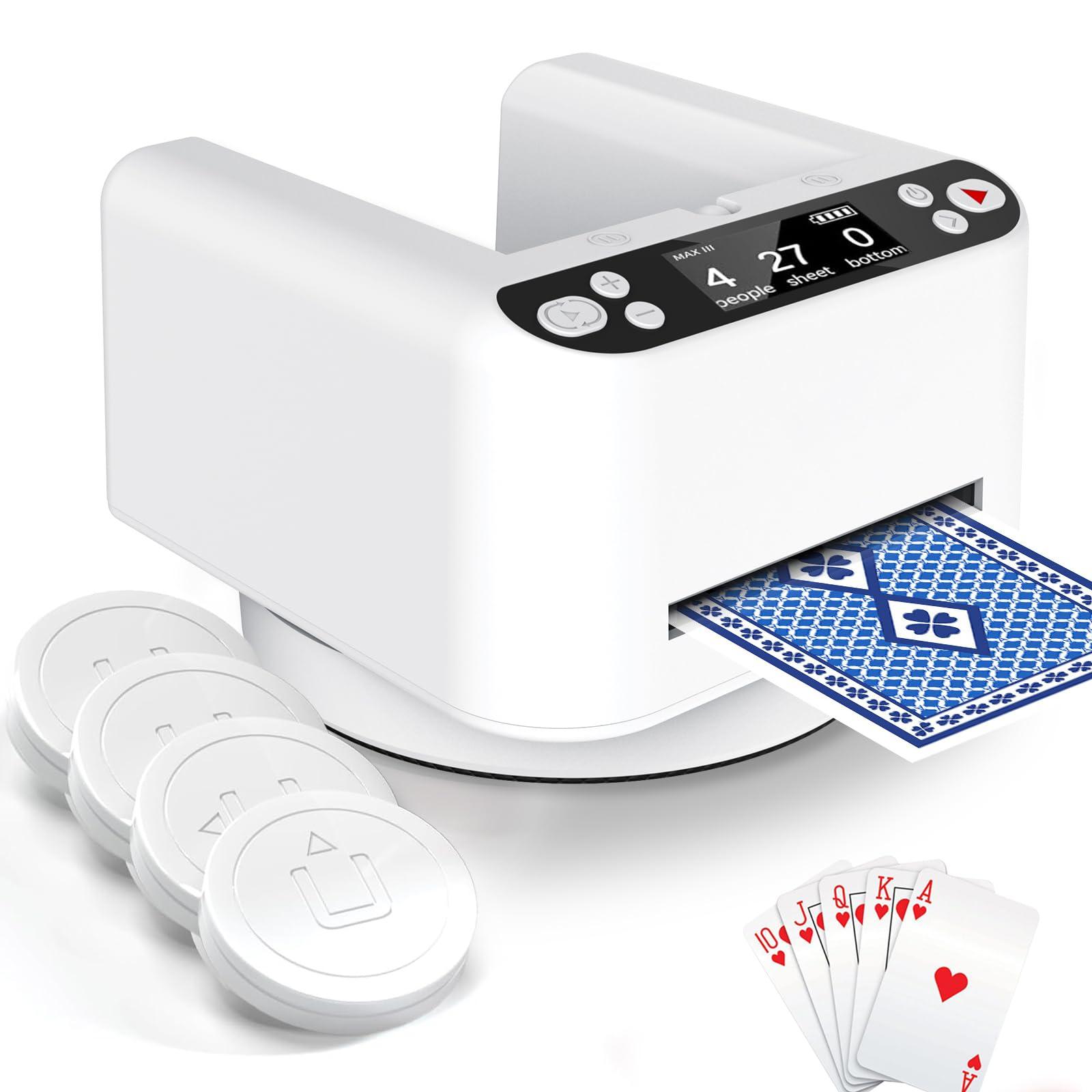 FOSMIJIZ FOSMIJIZ Smart Automatic Card Dealer Machine360 Rotating Universal Anti-Cheating Playing Card Dealing Tool, Rotating Card Dealer Machine for UNO, Texas Hold\'em, Blackjack,Home Card GamesWhite
