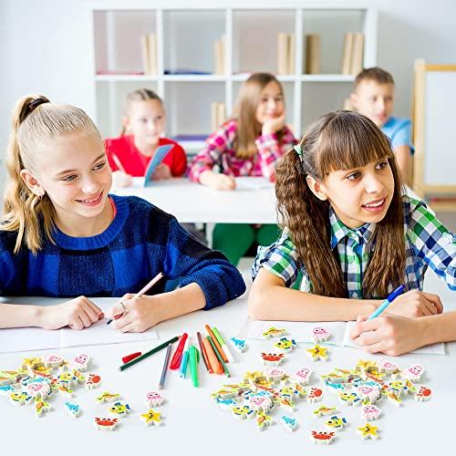 Yopyame Yopyame 60Pcs Ocean Animals Mini Erasers for Kids Bulk Assorted Novetly Sea Animals Pencil Erasers Cute Puzzle Eraser Desk Pet School Classrrom Prize Student Homework Rewards Gift Filling Party Favors