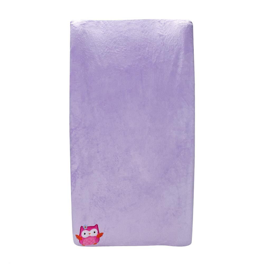 CribMATE Coral Velvet Nursery Diaper Changing Table Cover Sheet Baby Girl Baby Boy Diaper Changing Pad Cover Sheet 1PC (Purple Owl)