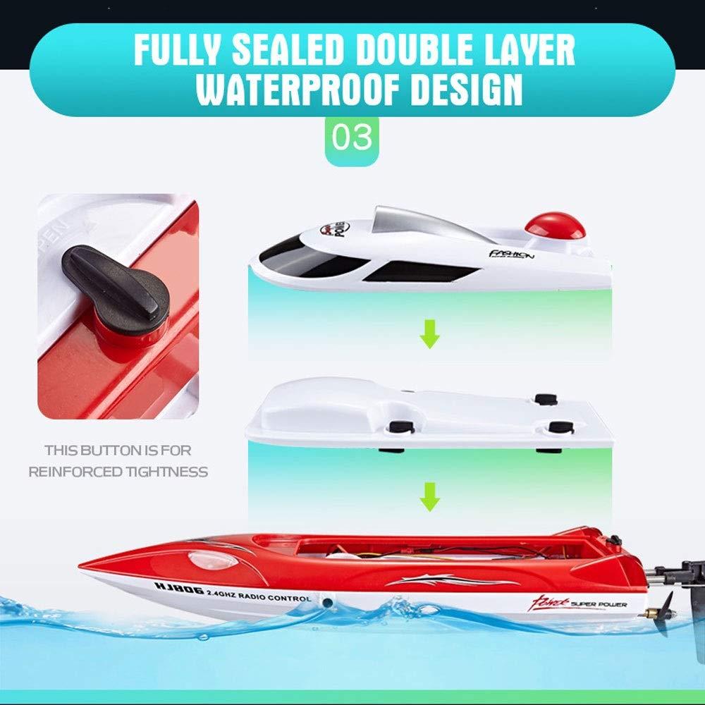 sfhdcfbswjnjdcbshf 2.4G Wireless Electric Remote Control Boat 35KM/H High-Speed RC Ship Circulating Water Cooling Super Navigation Prompt RC Speed Boat Swimming Pool Lake Children\'s Toys (Black)