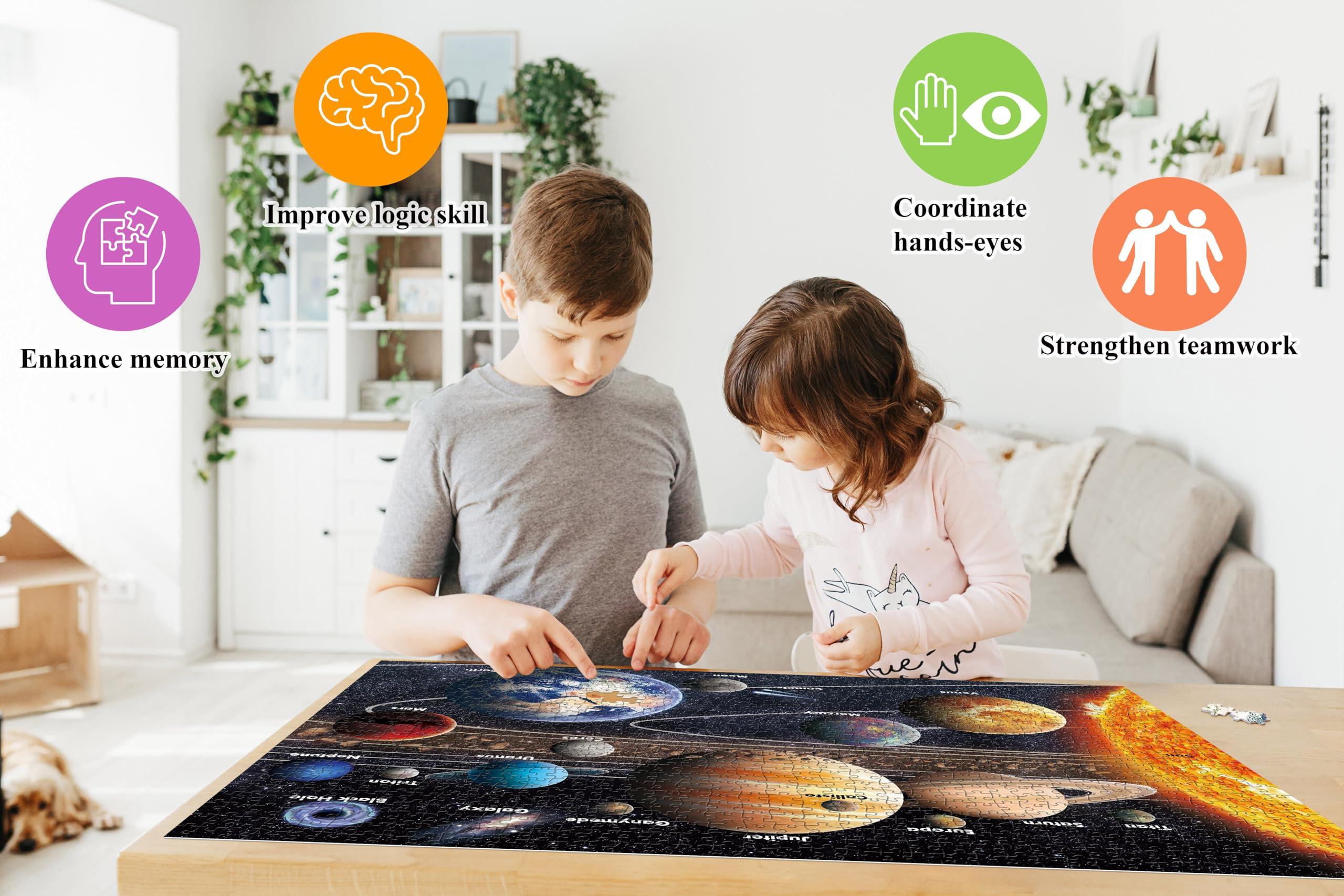 PPuzzling Space Puzzles for Adults, Solar System Planet Jigsaw Puzzles 1000 Pieces, Planet Earth Puzzles as Space Wall Art Decor