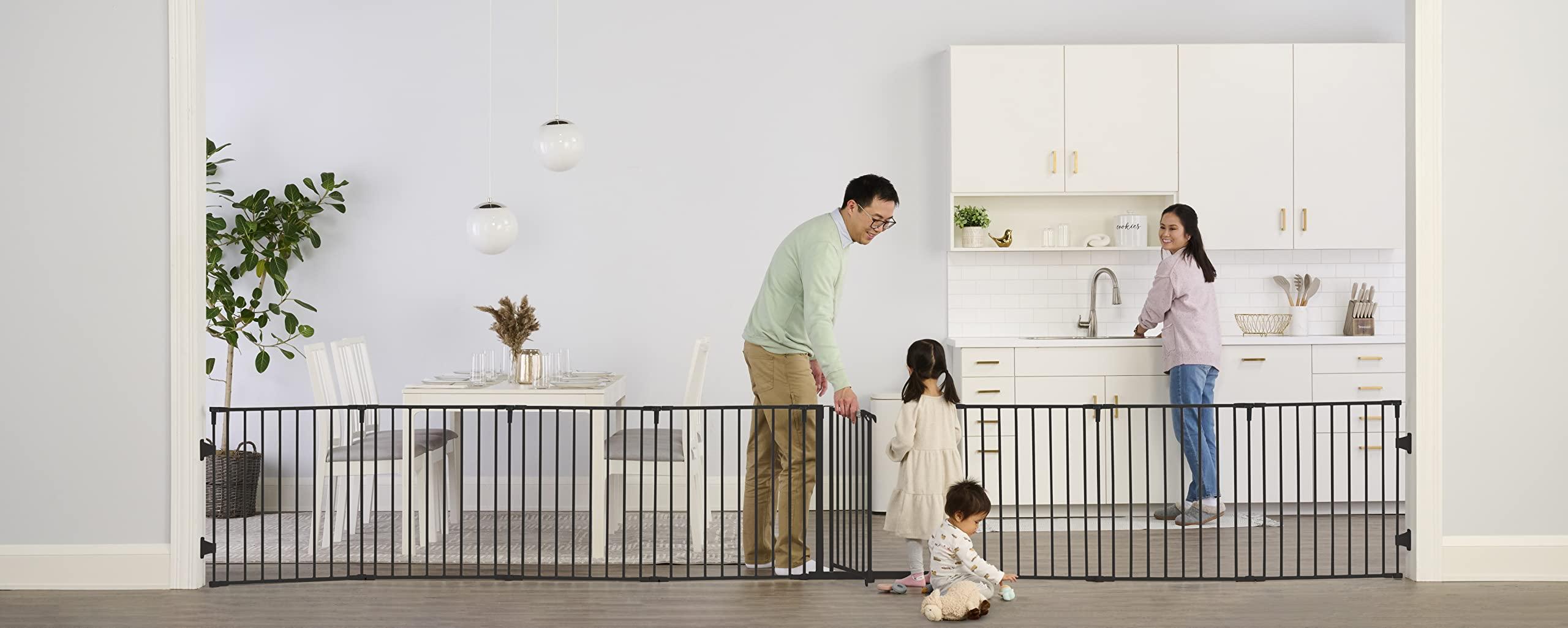 Regalo Regalo 192-Inch Super Wide Adjustable Baby Gate and Play Yard, Black, 4-in-1, Bonus Kit, Includes 4 Count (Pack of 1) of Wall Mounts