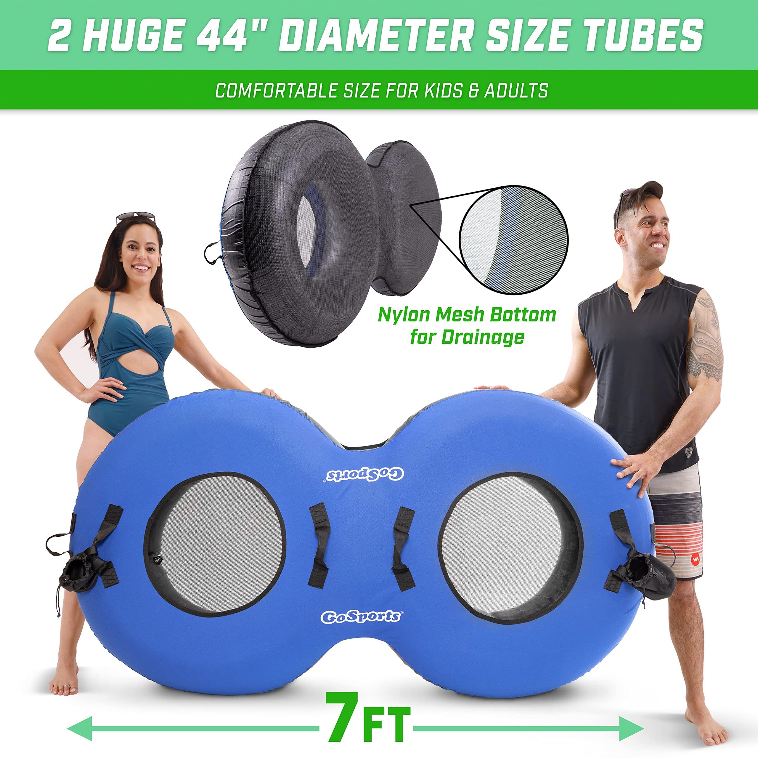 GoSports GoSports Heavy-Duty 2 Person Floating River Tube with Premium Canvas Cover-Commercial Grade Double River Tube-Blue