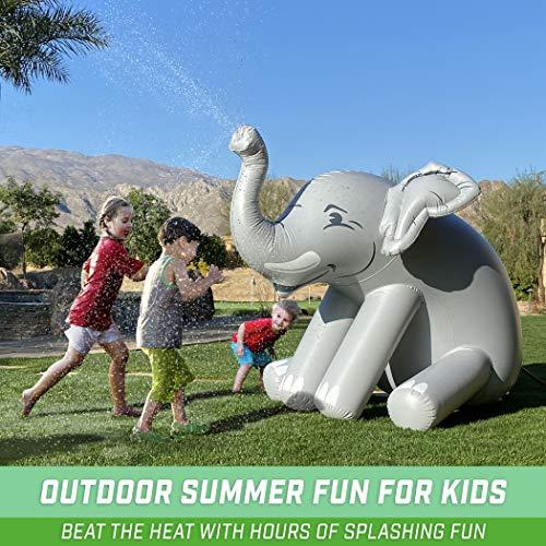 GoFloats GoFloats Giant Inflatable Elephant Party Sprinkler 5 Feet Tall Yard Sprinkler for Kids Summer Fun