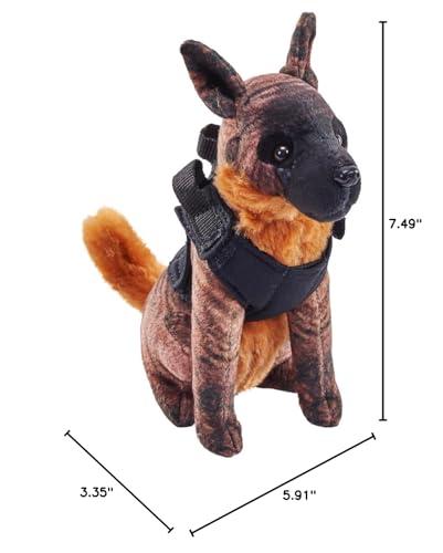 WILD REPUBLIC Wild Republic Rescue Dog, Malinois, Stuffed Animal, with Sound, 5.5 inches, Gift for Kids, Plush Toy, Fill is Spun Recycled Water Bottles