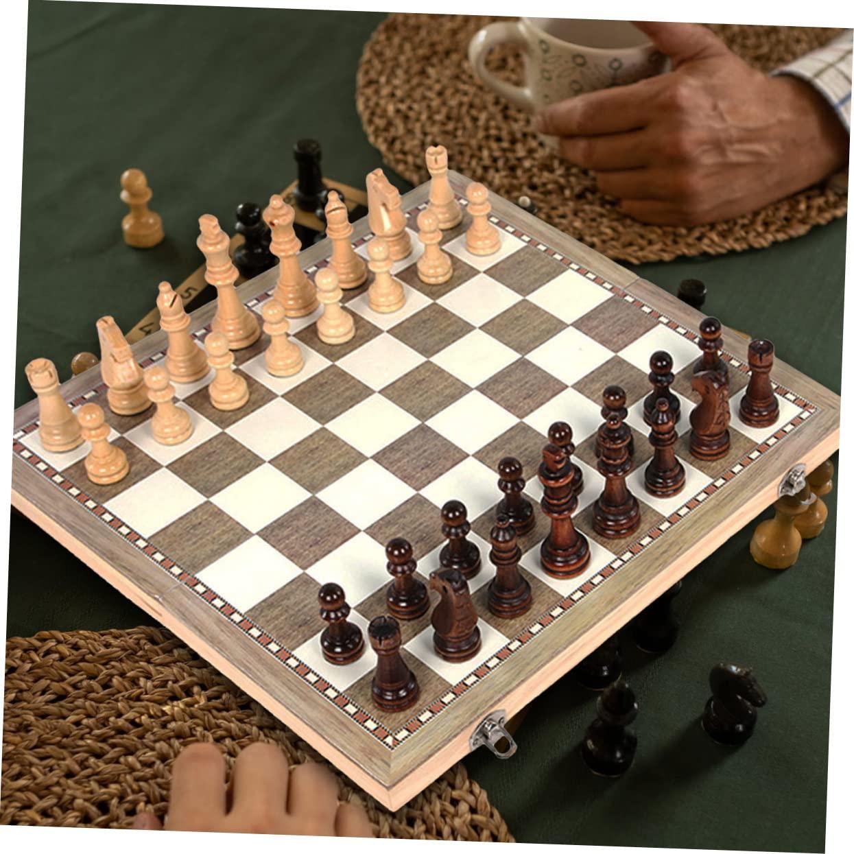 ibasenice ibasenice 1 Set International Chess Educational Chess Wooden Chess Kids Puzzle Plaything Chess Toy Wooden Folding Chess Adults West Chess Kids Toy Wood Chess Creative Chess Wooden West Chess