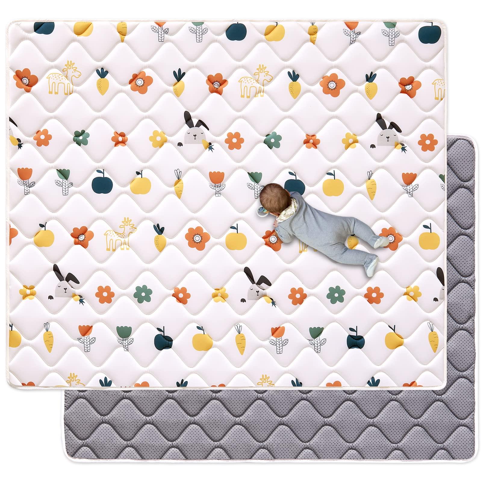 VIVIDVIBEBEARPAS Premium Foam Baby Play Mat 79" X 59", Thick One-Piece Crawling Mat, Odorless Baby Mat Floor Mat, Non-Slip Cushioned Baby Playmat for Infants,Babies,Toddlers. Machine Washable for Easy Care.