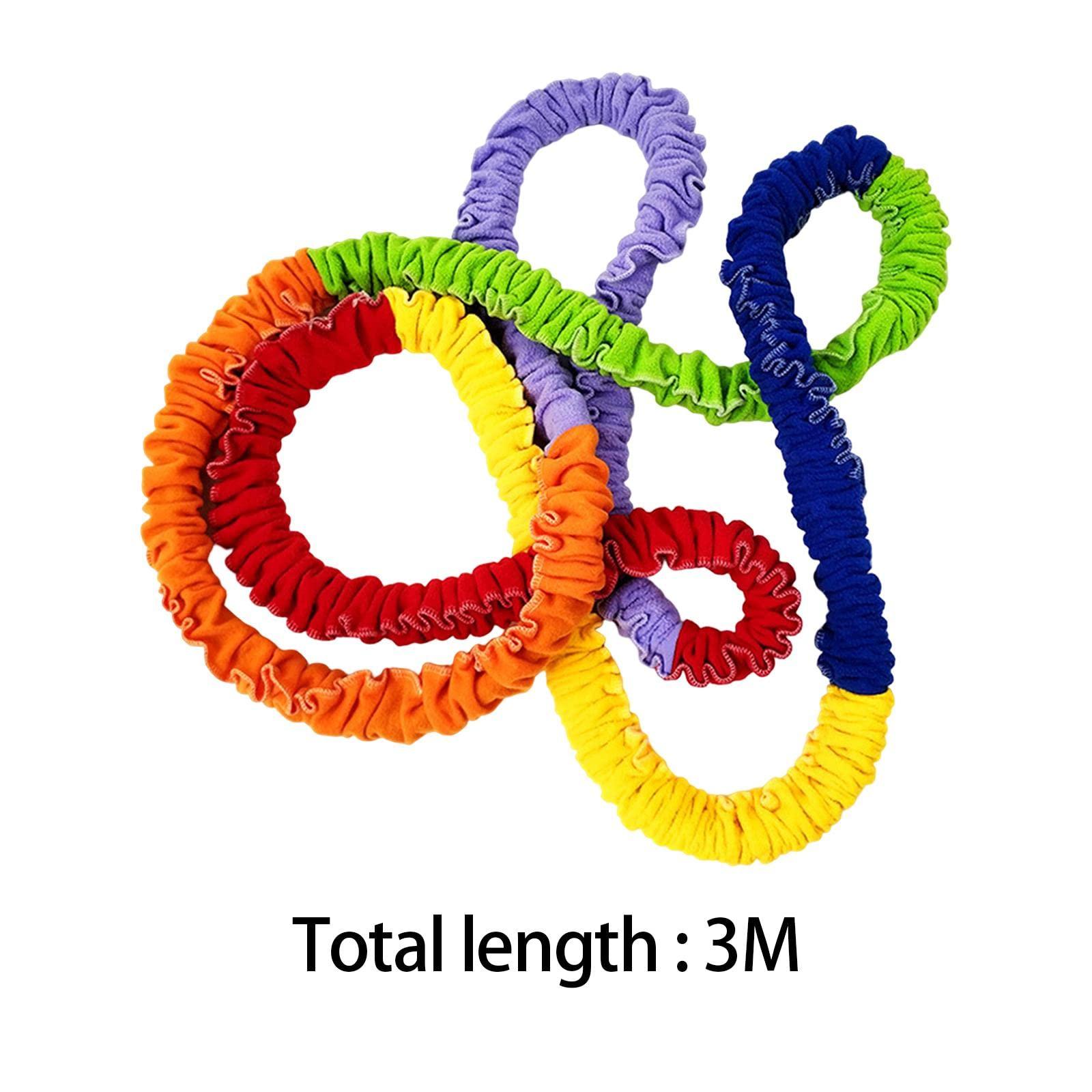 rockible rockible Elastic Cooperative Stretchy Band Differrnt Length Entertainment Toy Multi Color Durable Exercise Band Loop for Outdoor Activities Child, 3M