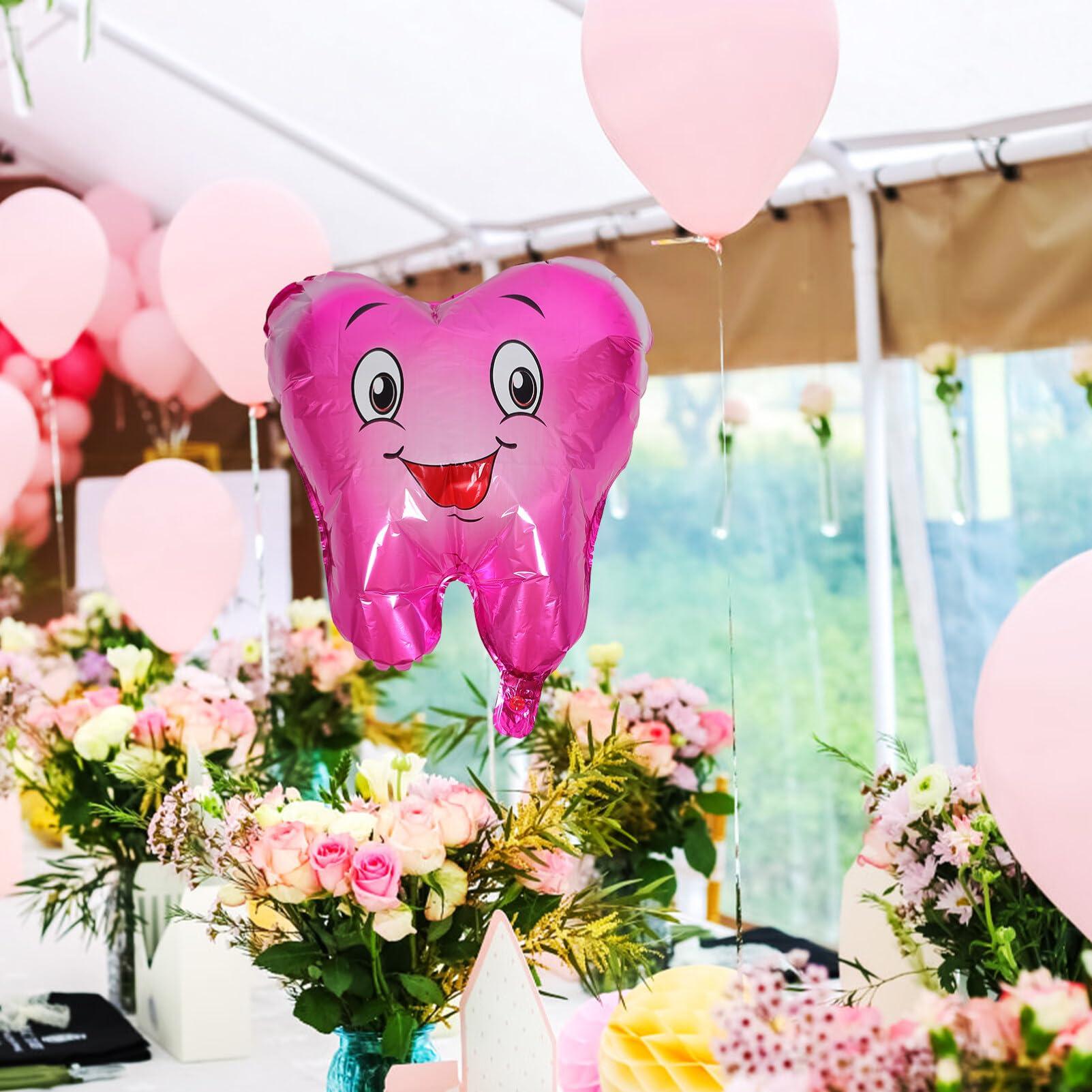 Zerodeko Zerodeko Tooth Shaped Balloons, 4pcs Teeth Themed Balloons Tooth Inflatable Balloons Baby Shower Balloons for Tooth Themed Birthday Party Decorations Rosy