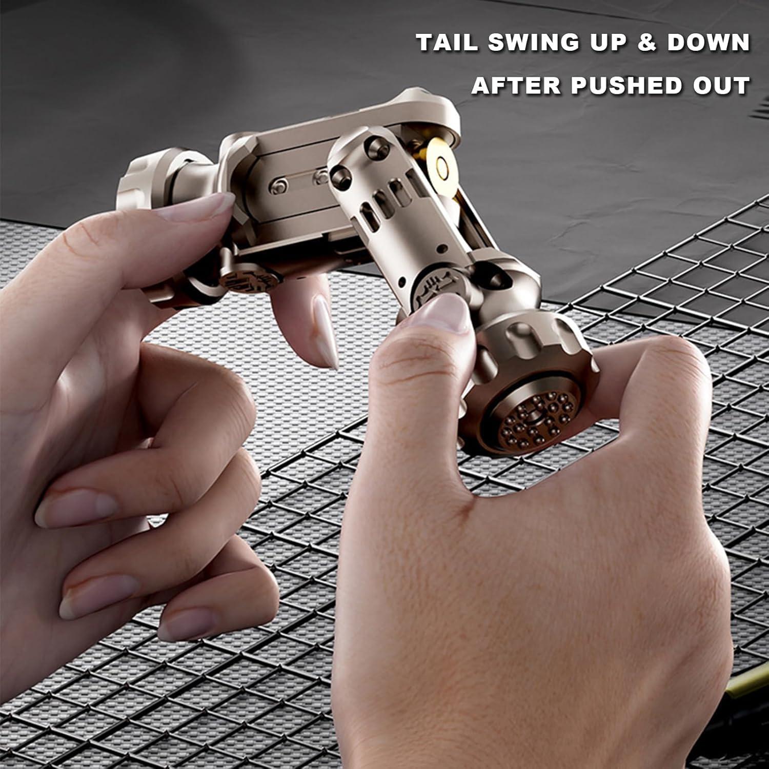 ToysCentral Basics Tungsten Steel Fidget Gun Toy - Metal EDC Finger Slider with Textured Spinner, Stress Relief Gadget for Adults, Silent Clicking & Gyro Rotation (Black)