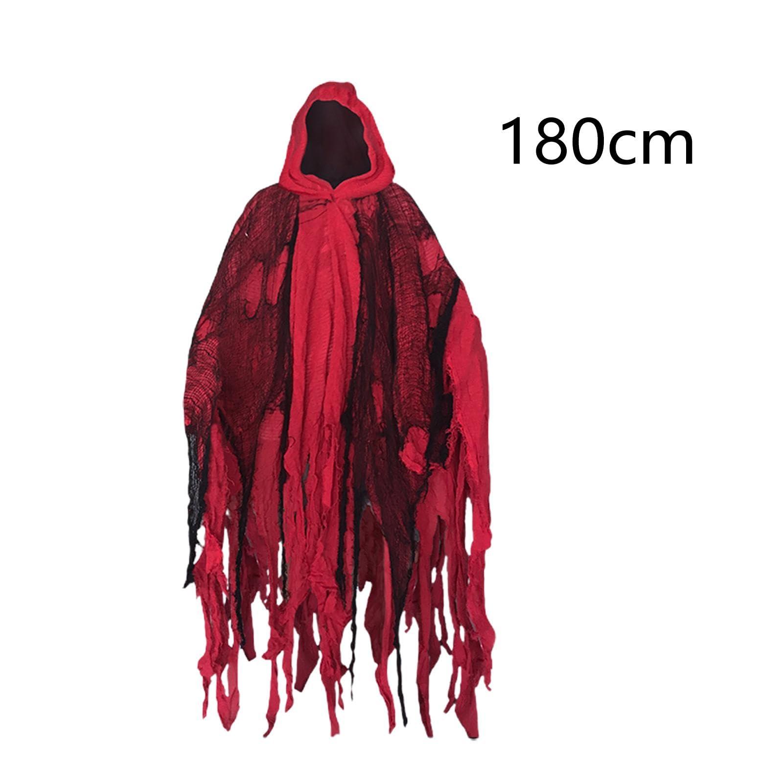 Vaveren Vaveren Halloween Costume Haunted Hooded Capes Grim Reaper Costume Set Hooded Cap Dress up Cosplay for Masquerade Party Favor Photo Props, red