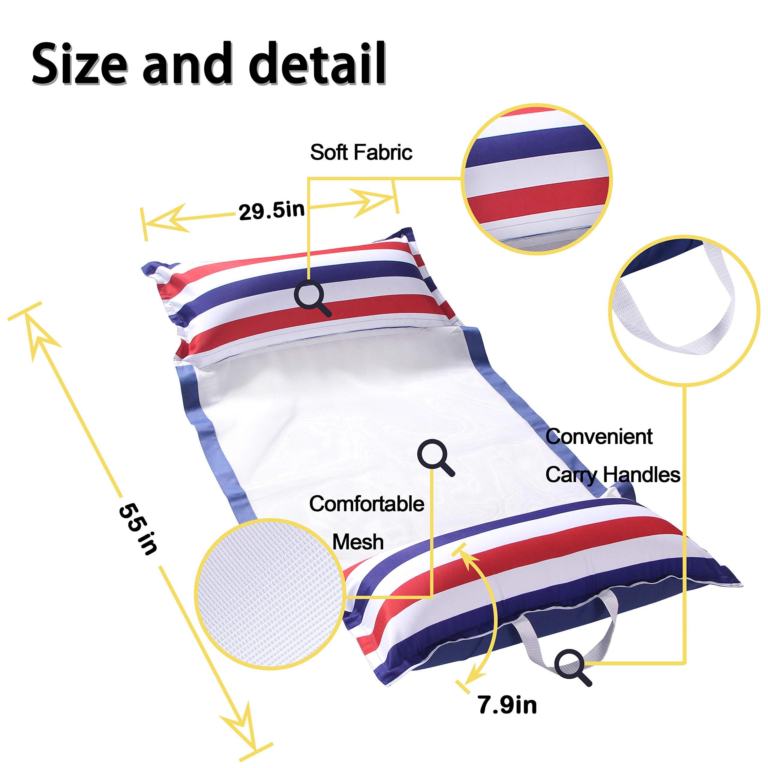 FindUWill FindUWill Fabric Pool Hammock Floats, XL, 2Pack Inflatable Water Hammocks Floaties 4-in-1 (Saddle, Lounge Chair, Hammock, Drifter), Pool Float Lounger for Adults