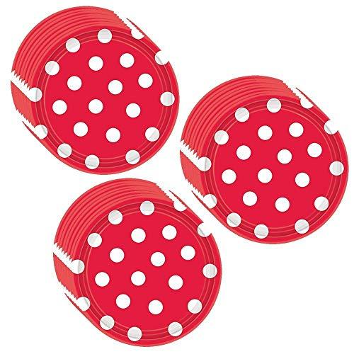 Party2u Round Plates 6.75" 8/Pkg-Ruby Red Decorative Dots