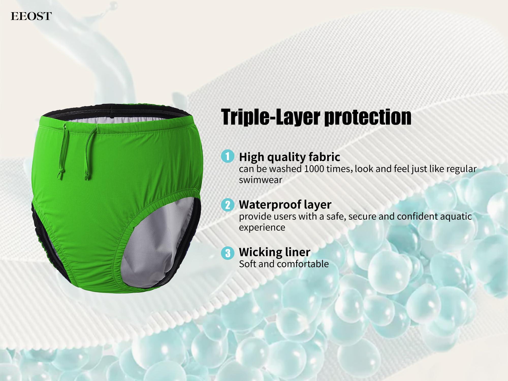EEOST EEOST Adult Reusable Swim Diapers Special Needs Swimwear for Incontinence Cloth Diaper Covers Waterproof,Leakproof, Unisex (Lime Green, M)