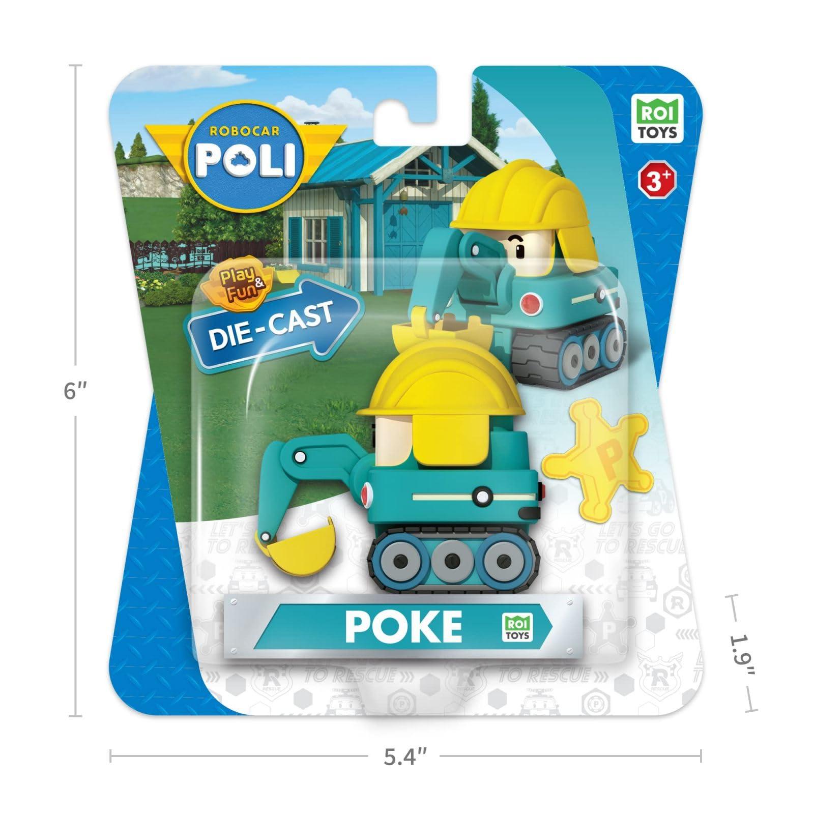 Robocar Poli Robocar Poli, Poke DIE-CAST Metal Toy Cars, Excavator Truck Toys, Construction Vehicle Truck Toy Party Birthday Gifts for Toddlers Age 1-5 Boys Girls