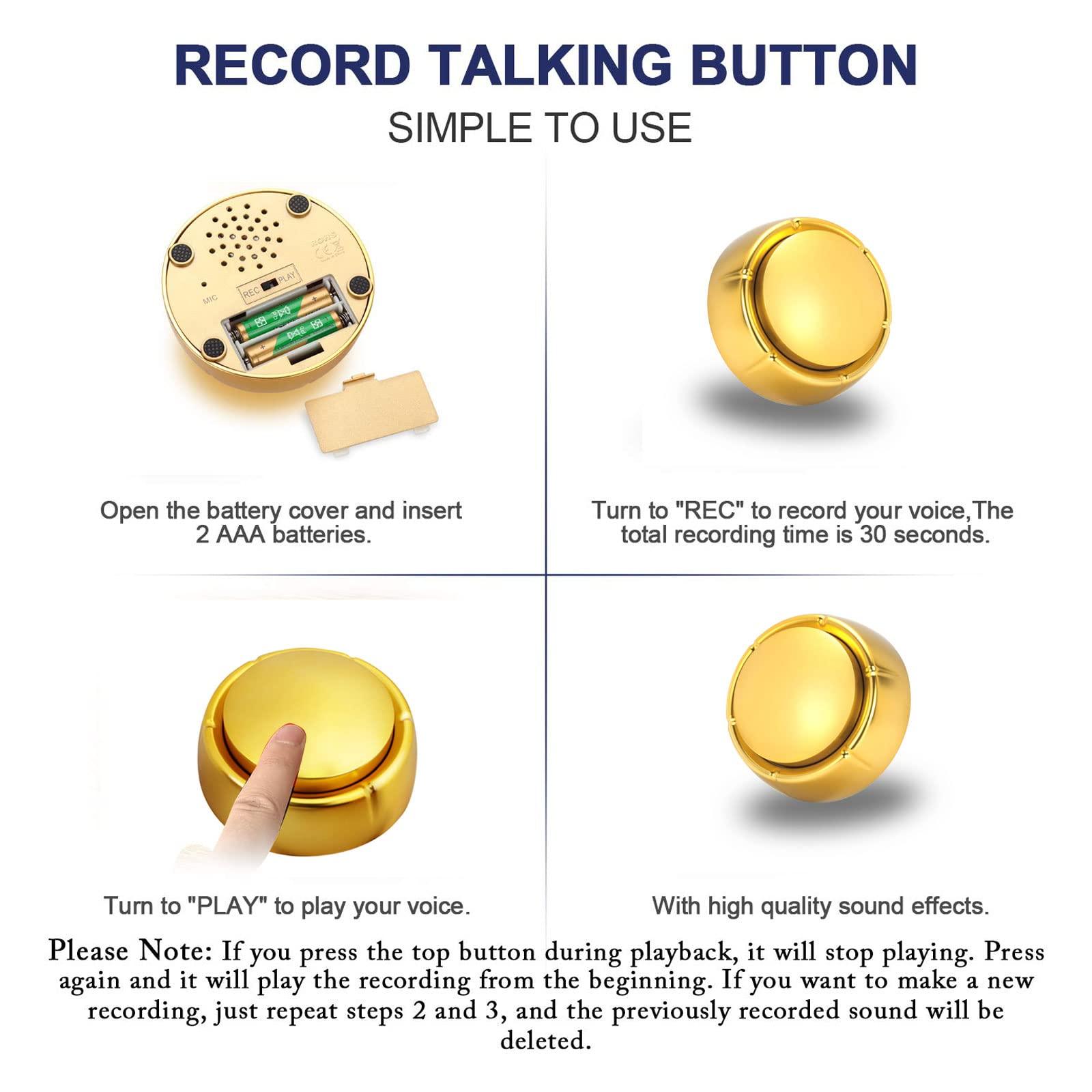 MakeSound Gold Recordable Button, Easy Button to Record, 30 Second Talk Button, Dog Communication Button, Golden Buzzer