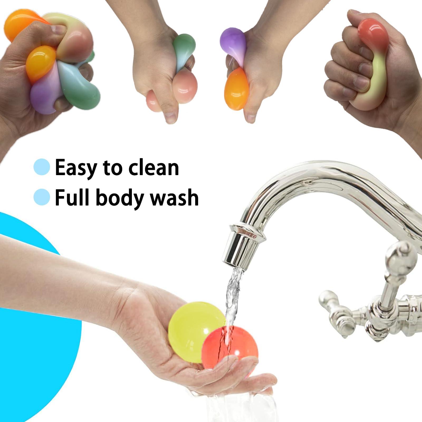 AiSiXin Sensory Stress Balls 4-Pack, Squishy Stress Balls, Squishy Fidget Toys for Kids and Adults, Soft Squeeze Balls Sensory Toys, Strecthy Stress Relief Toys for Autism