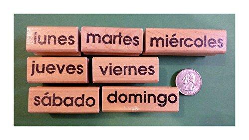 not applicable Spanish Teacher's Days of the Week Rubber Stamp Set of 7 - Wood Mounted - US Seller