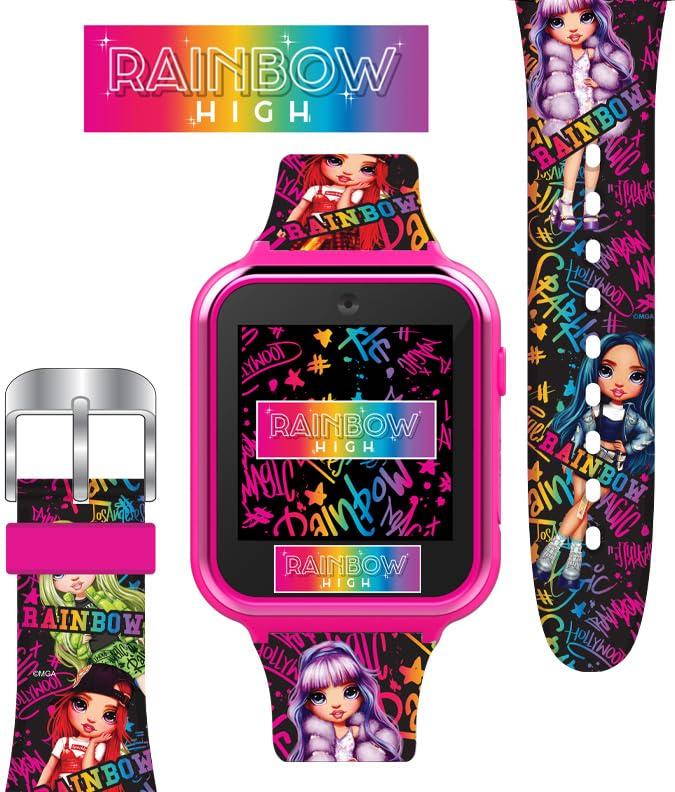 Accutime Accutime Kids Rainbow High Educational Learning Touchscreen Pink Smart Watch Toy with Multicolor Strap for Girls, Boys, Toddlers - Selfie Cam, Games, Alarm, Calculator, Pedometer (Model: RNB4017AZ)