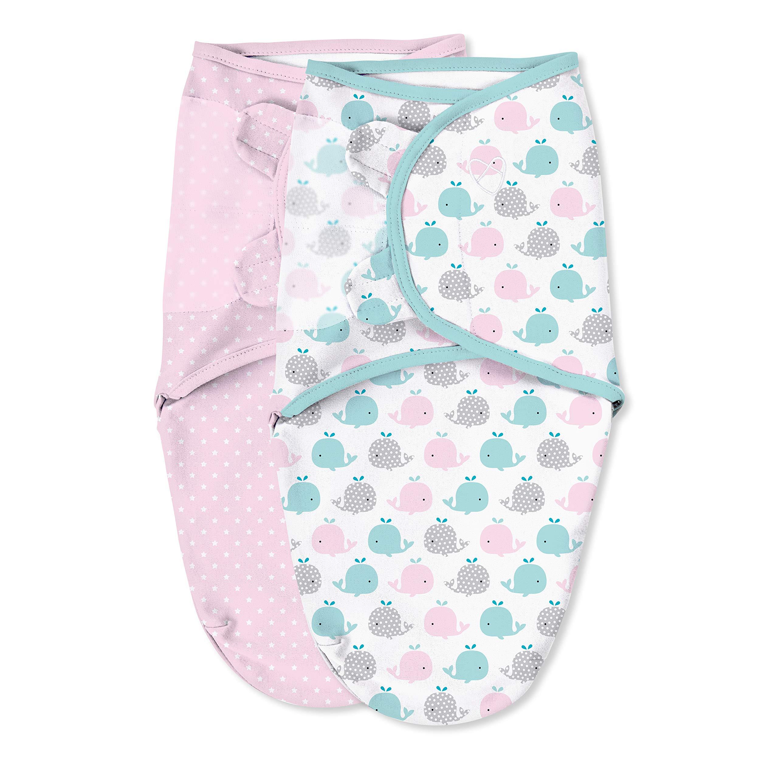 SwaddleMe SwaddleMe Original Swaddle Size Small, 0-3 Months, 2-Pack (Pink Polka Whale)