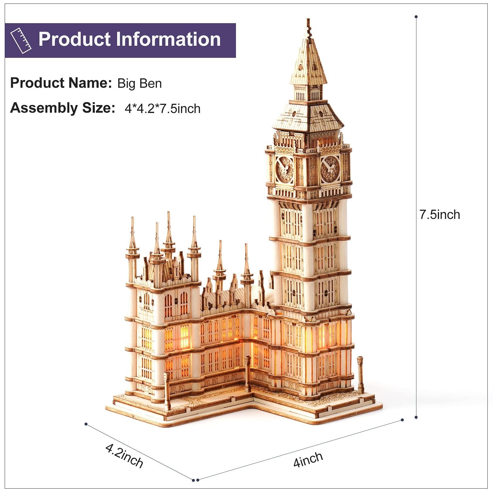 RoWood Rowood 3D Puzzles for Adults Wooden Model Kit Adult Craft Kit Gifts for Teens Age 14+ Big Ben