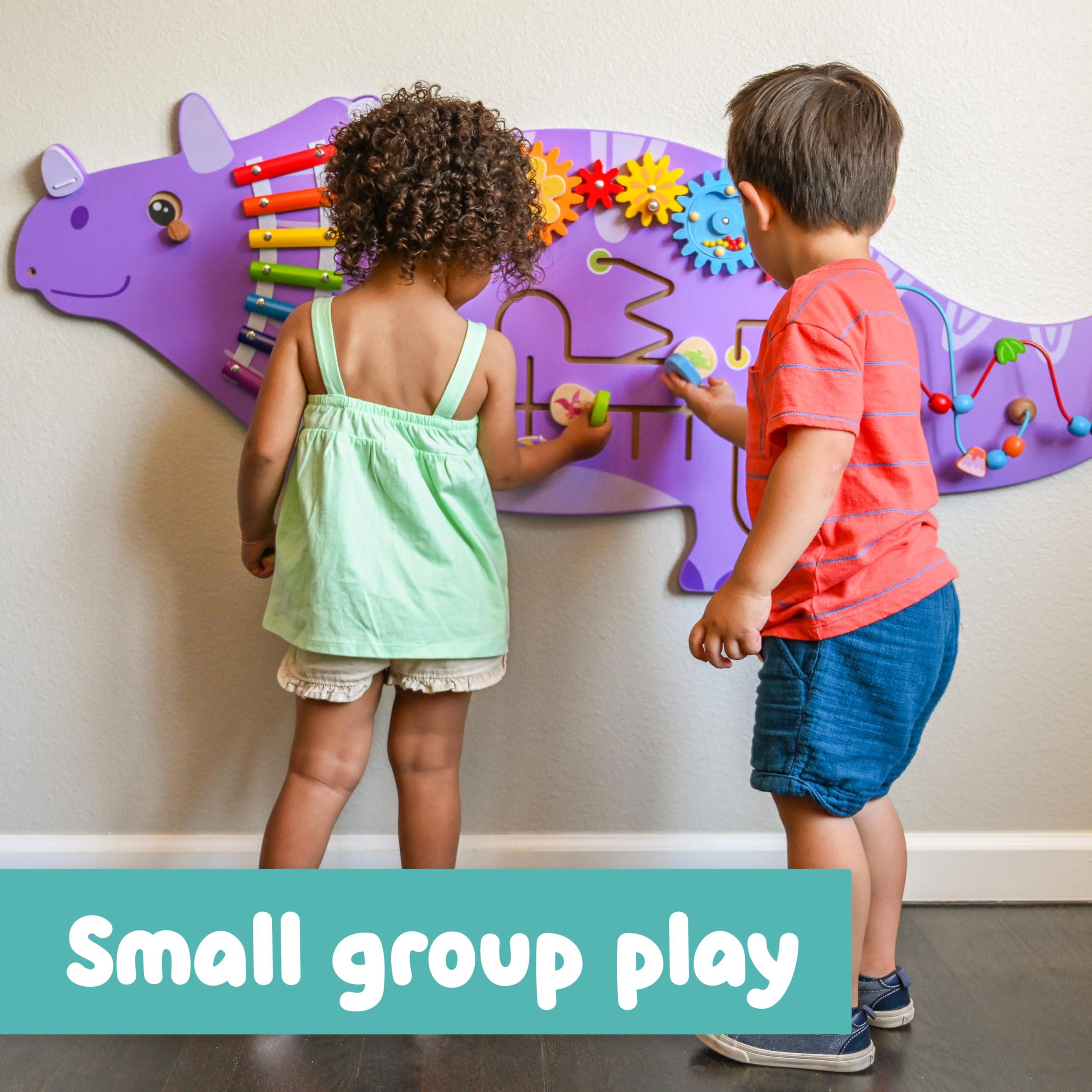 SPARK & WOW SPARK & WOW Triceratops Activity Wall Panels - Ages 18m+ - Montessori Sensory Toy - 8 Activities - Busy Board - Toddler Room Dcor