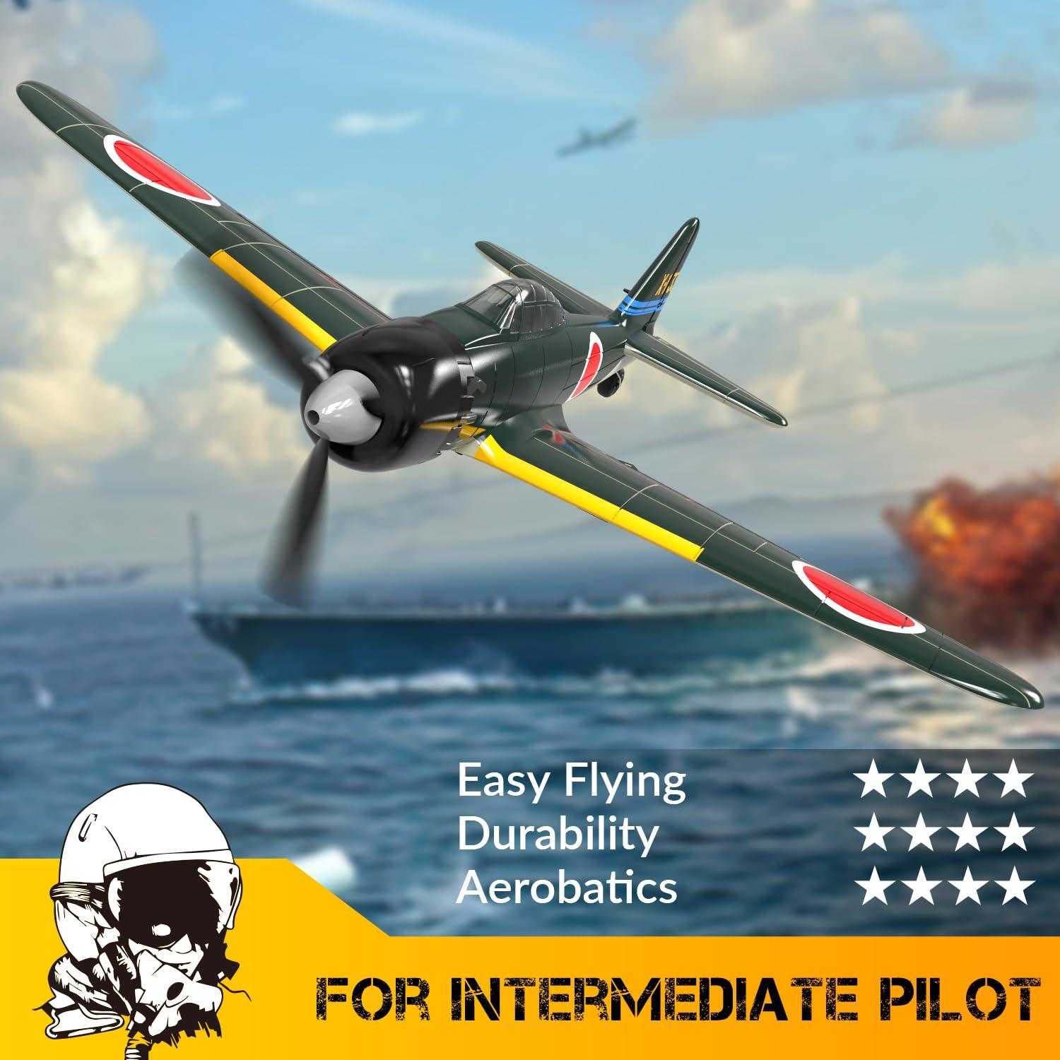 VOLANTEXRC VOLANTEXRC RC Plane for Beginners, 4CH WWII RC Airplane A6M Zero with Aileron, 2.4Ghz Remote Control Plane with Xpilot Self Righting&One Key Aerobatic, Gifts for Adults (761-15 RTF)