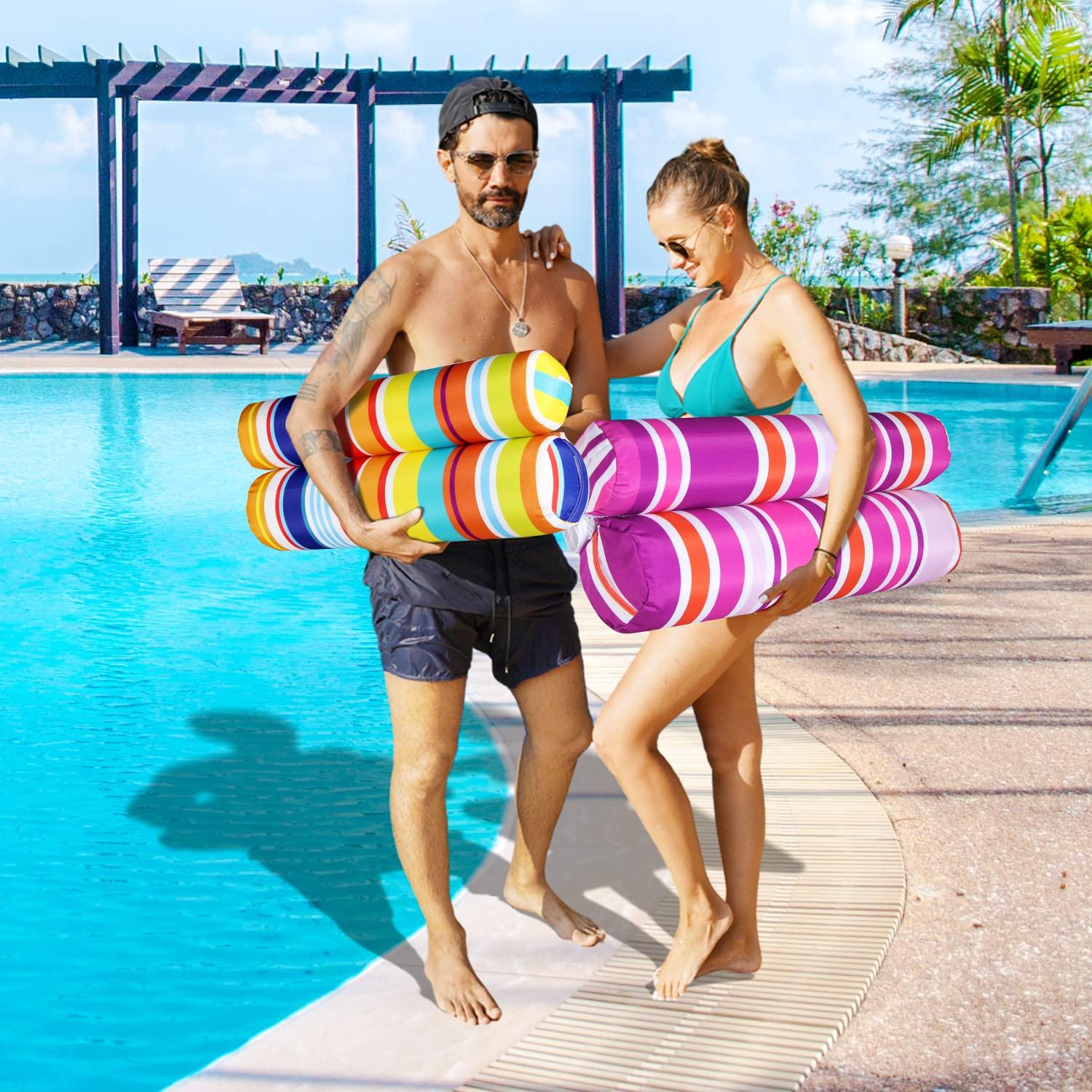 FindUWill FindUWill 2 Pack Fabric Water Swimming Pool Floats Hammock, XL, Inflatable Multi-Purpose Water Hammocks Floaties (Saddle, Lounge Chair, Hammock, Drifter), Pool Float Lounger for Adults Vacation