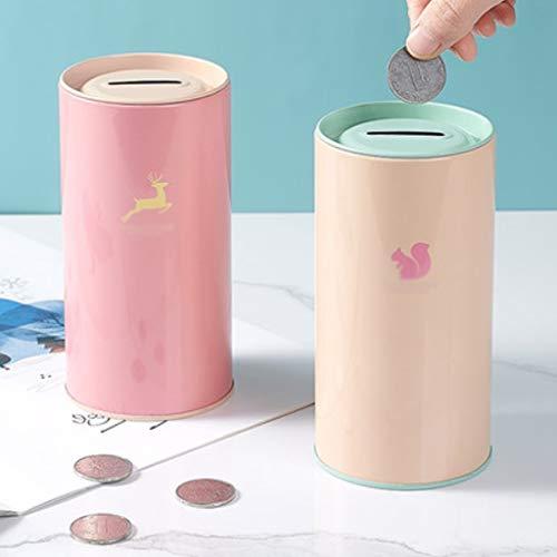 XIAOQIU XIAOQIU Piggy Bank Metal Piggy Bank Personality Money Box Iron Large-Capacity Money Box Children's Simple Pen Cute Tube Home Decoration Money Bank (Color : Pink)