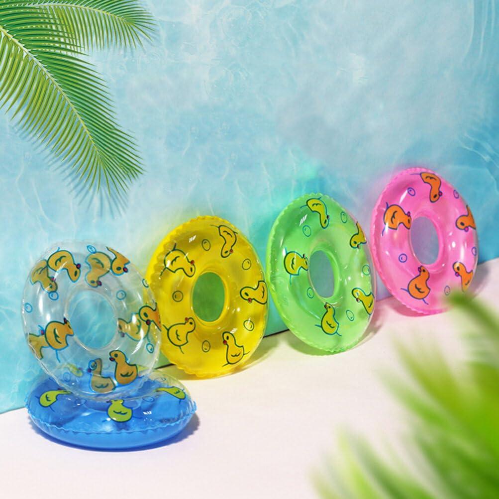Amosfun Amosfun 10Pcs Duckling Swimming Ring House Decor car Accessories Mini Inflatable Swim Rings Mini Rubber Ducks Small Rubber Ducks Tiny Swim Ring Mini Swim Ring Ornaments Swim Ring Plaything