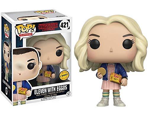 POP Funko POP [Stranger Things] - Eleven in Wig with Eggos Limited Edition Chase Pop! Vinyl Figure (Bundled with Compatible Pop Box Protector Case), Multicolor, 3.75 inches