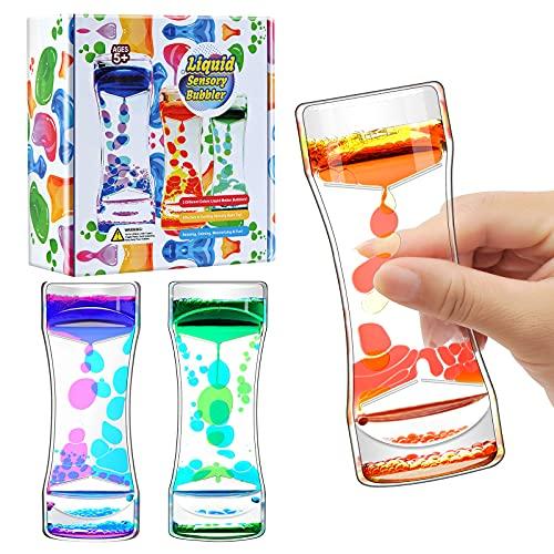 FKYTION FKYTION Liquid Motion Bubbler Timer Pack of 3 Colorful Liquid Sensory Toys ADHD Fidget Toy Calm Relaxing Desk Toys