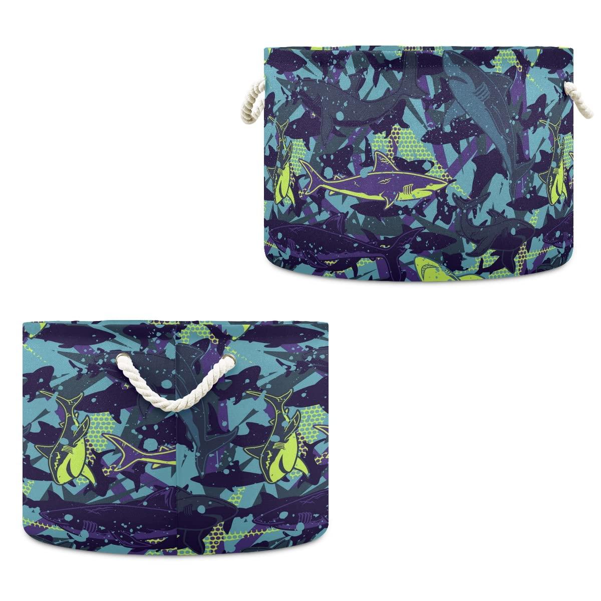 DOMIKING Sharks Kids Toy Storage Basket Storage Bin Box Organizer Basket for Laundry Hamper, Kid's Room, Baby & Dog Toy