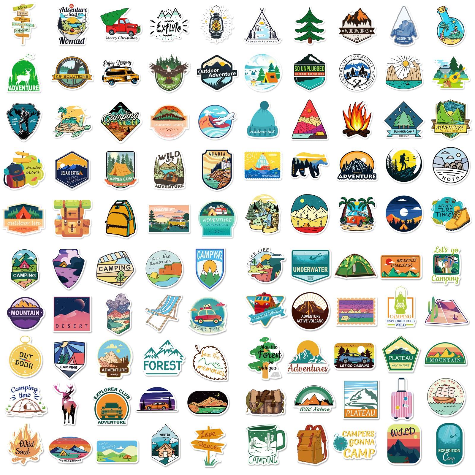 Drive Travel Camping Stickers for Water Bottles Outdoor Hiking Adventure Stickers 200PCS Vinyl Sticker Packs Wilderness Nature Stickers Travel Stickers for Adults Teens Girls Boys Kids