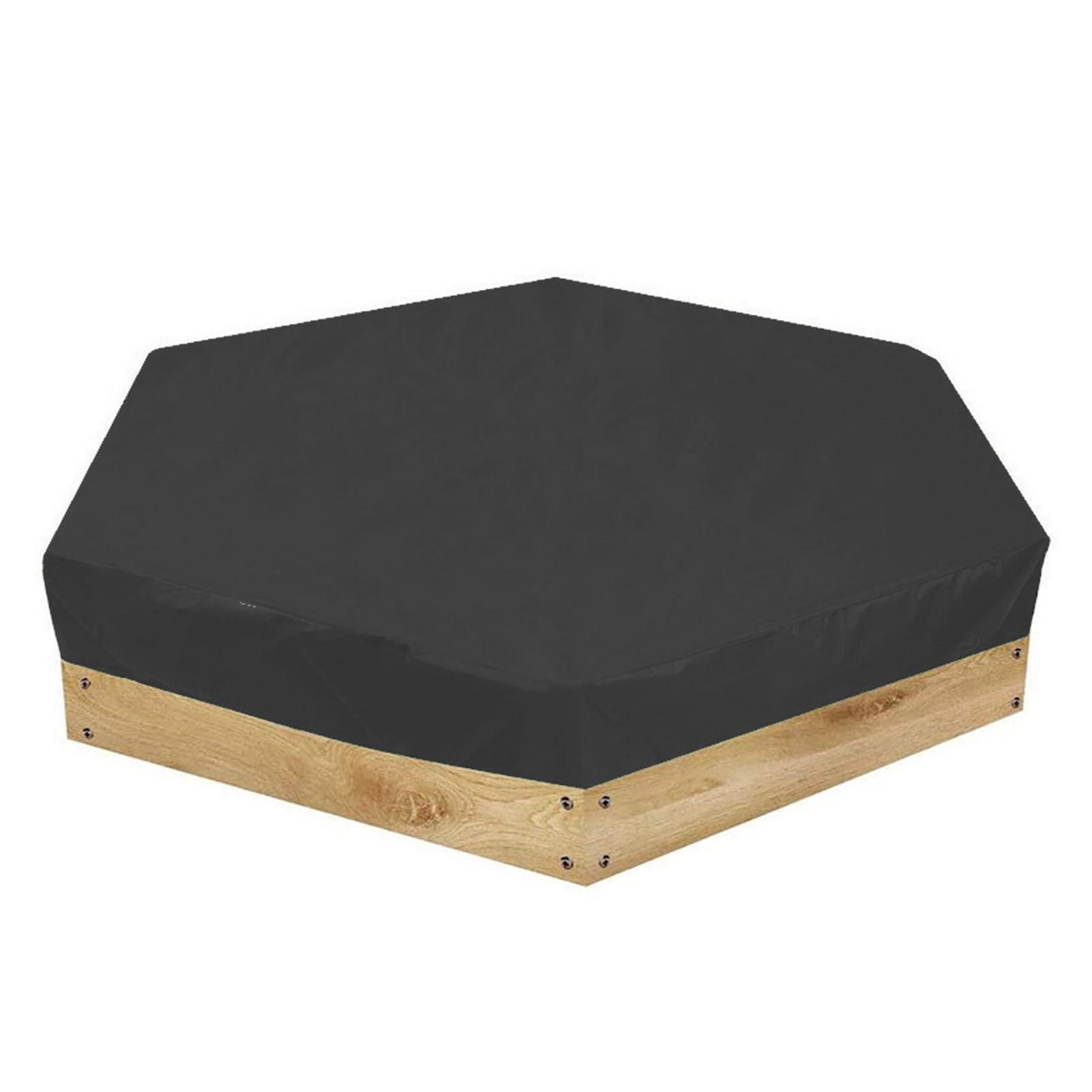 PAOORTS PAOORTS Sandbox Cover, Hexago n Sandpit Sand Toys Cover, Protective Cover for Sandpit Canopy Sand Toys, Waterproof Pool Cover with Drawstring for Outdoor(Black)