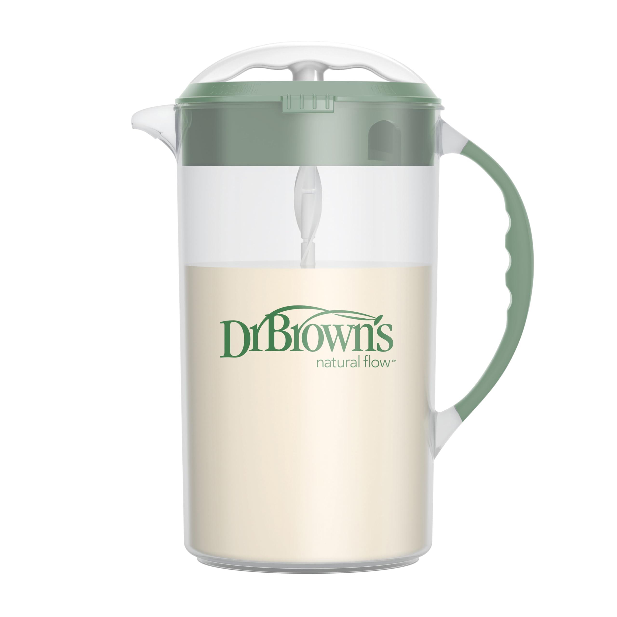 Dr. Brown\'s Dr. Brown's Baby Formula Mixing Pitcher with Adjustable Stopper, Locking Lid, & No Drip Spout & Dr. Browns Natural Flow Level 2 Narrow Baby Bottle Silicone Nipple, Medium Flow, 3m+