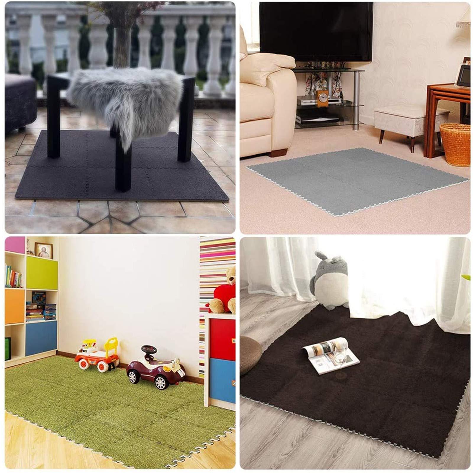 KXMYT KXMYT EVA Foam Play Mat, Interlocking Puzzle Plush Floor Tiles with Edges, Softer Baby Non Toxic Non-Slip Activity Carpet, Thick 0.6CM, for Children's Play Area/Living Room/Bedroom/Gym,White+Blue