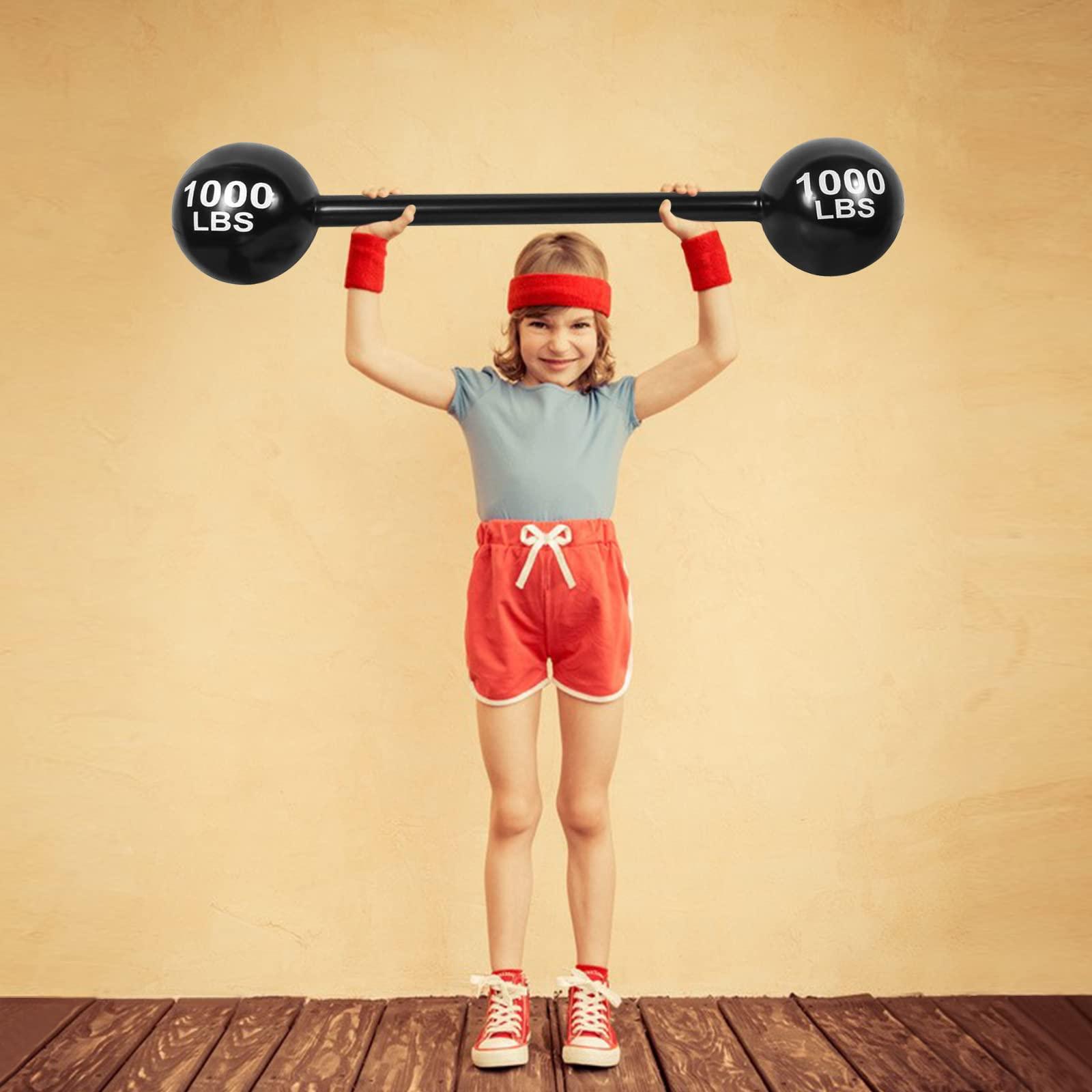 EVERMARKET Giant Inflatable Dumbbell Barbell,Funny Carnival Circus Decorations Birthday Halloween Strongman Party Decorations Fake Weights Cosplay Props Party Supplies,Blow Up Strongman Costume Photo Booth Props