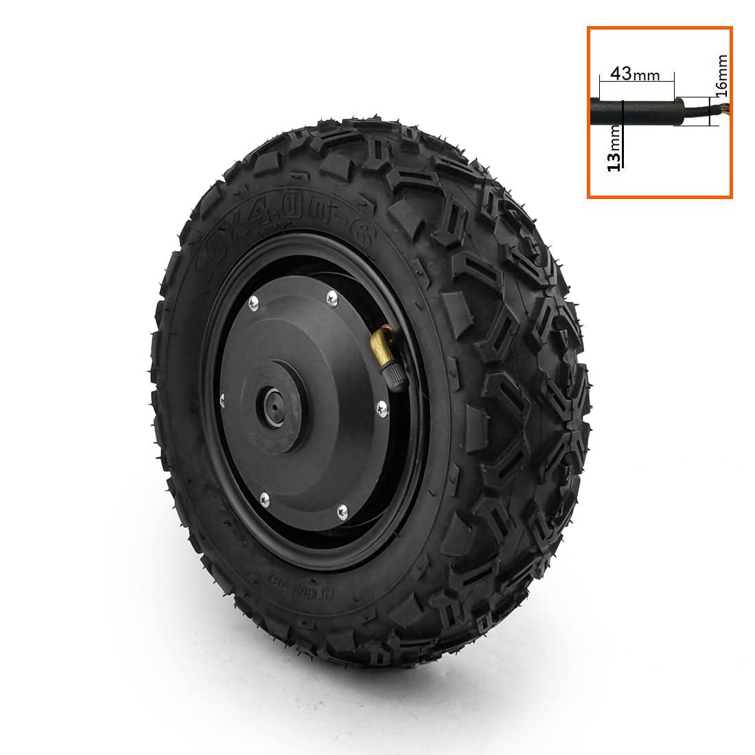 L-faster 36V48V 450W 10 Inch Single Side Axle Electric Brushless Geared Hub Motor with Tubeless Off Road Tire High Toruqe for Wheelchair(48V450W)