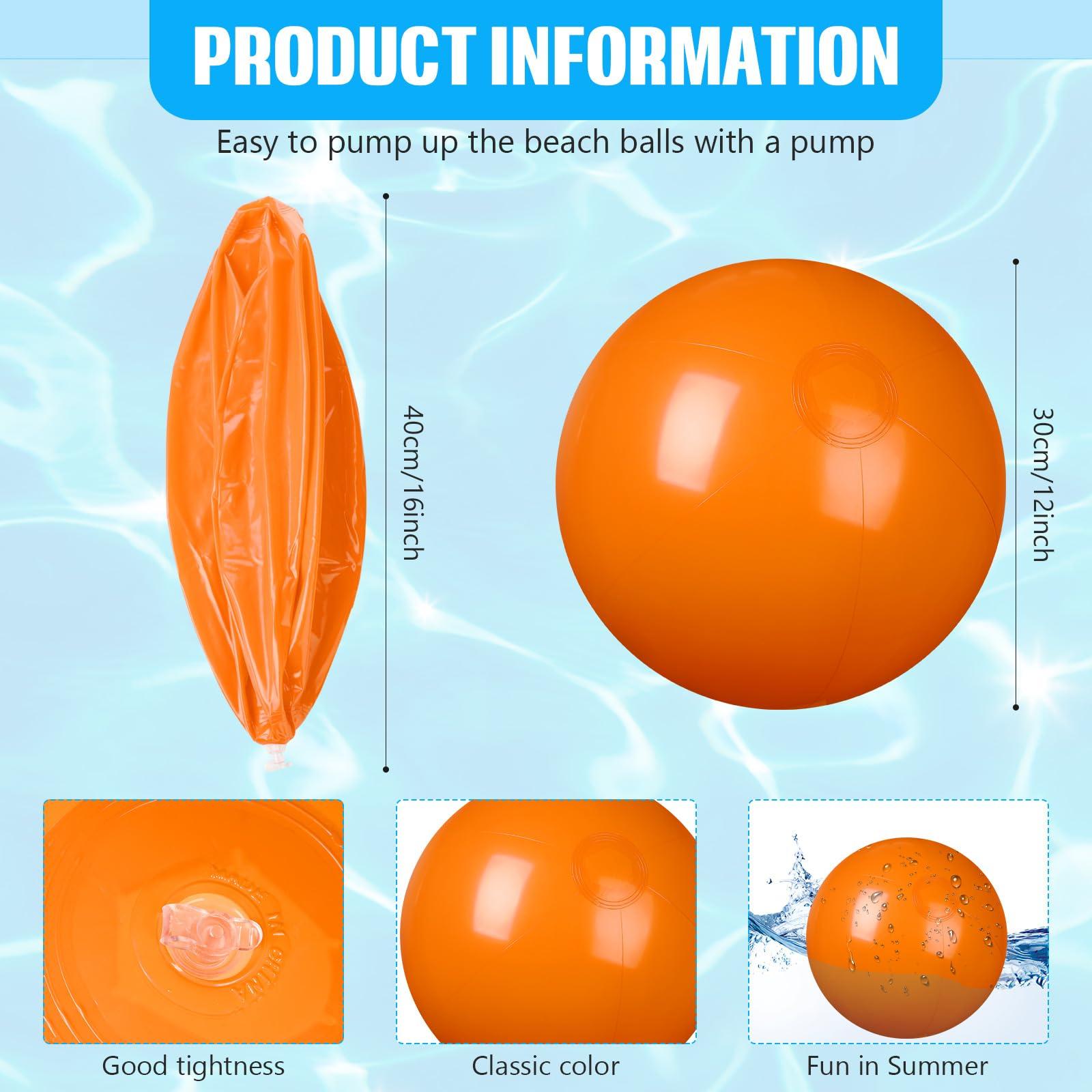 kymqlyw kymqlyw 8 Pcs 12 Inch Solid Orange Beach Balls Inflatable Beach Balls Bulk Large Blow up Pool Game Toys for for Summer Beach, Pool and Summer Birthday Party Supplies (Orange)