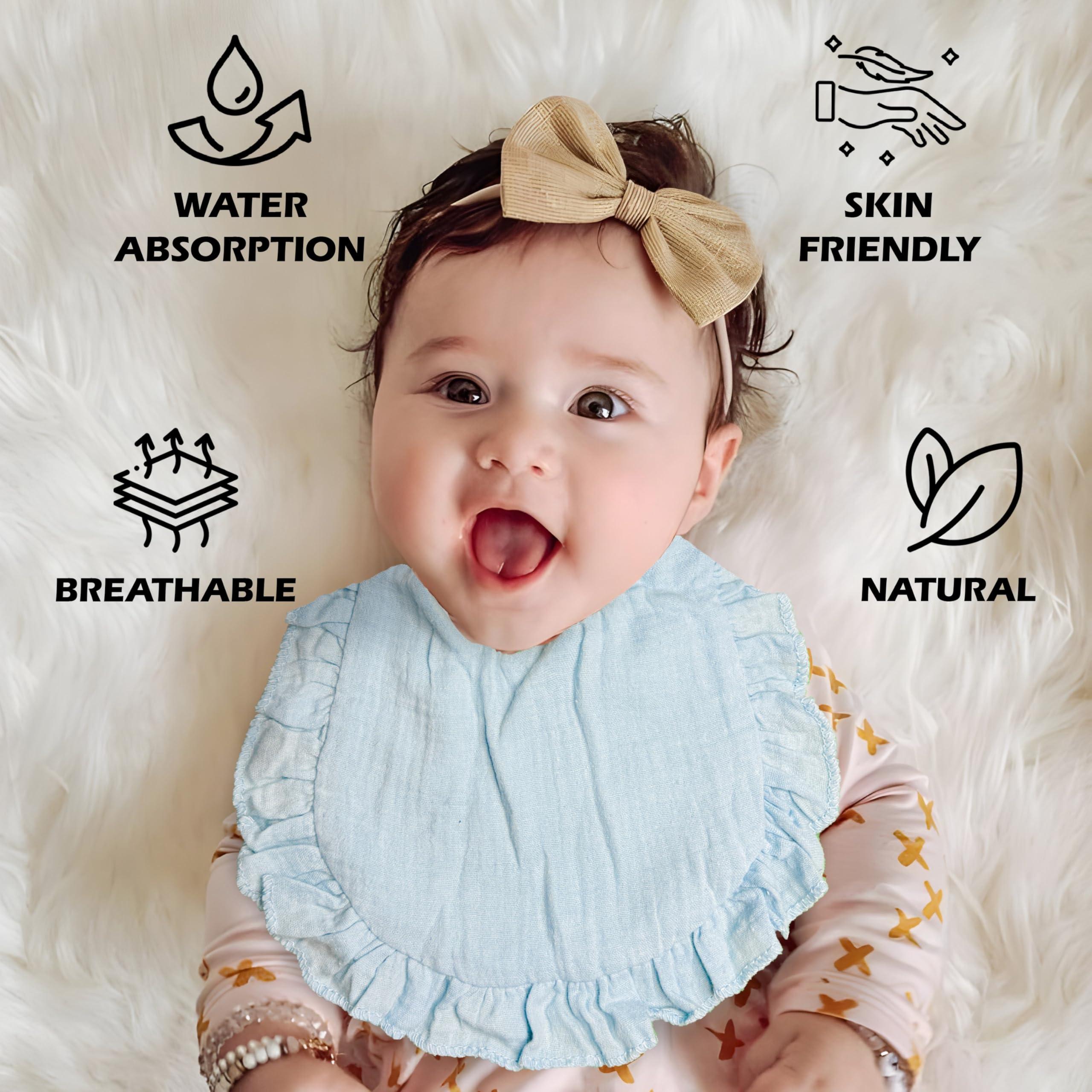ILELAND ILELAND 8-Pack Organic Drool Bibs for Baby Girl| Unisex Teething & Drool Bibs for Infants & Toddlers | Soft, Absorbent & 100% Cotton Newborn Bibs | Snap close, Machine-Washable, Dryer, Soft & Thick