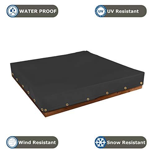 Covers & All Sandbox Cover 18 Oz Waterproof - Sandpit Cover 100% Weather Resistant with Metal Grommets (60" W x 60" D x 8" H, Black)