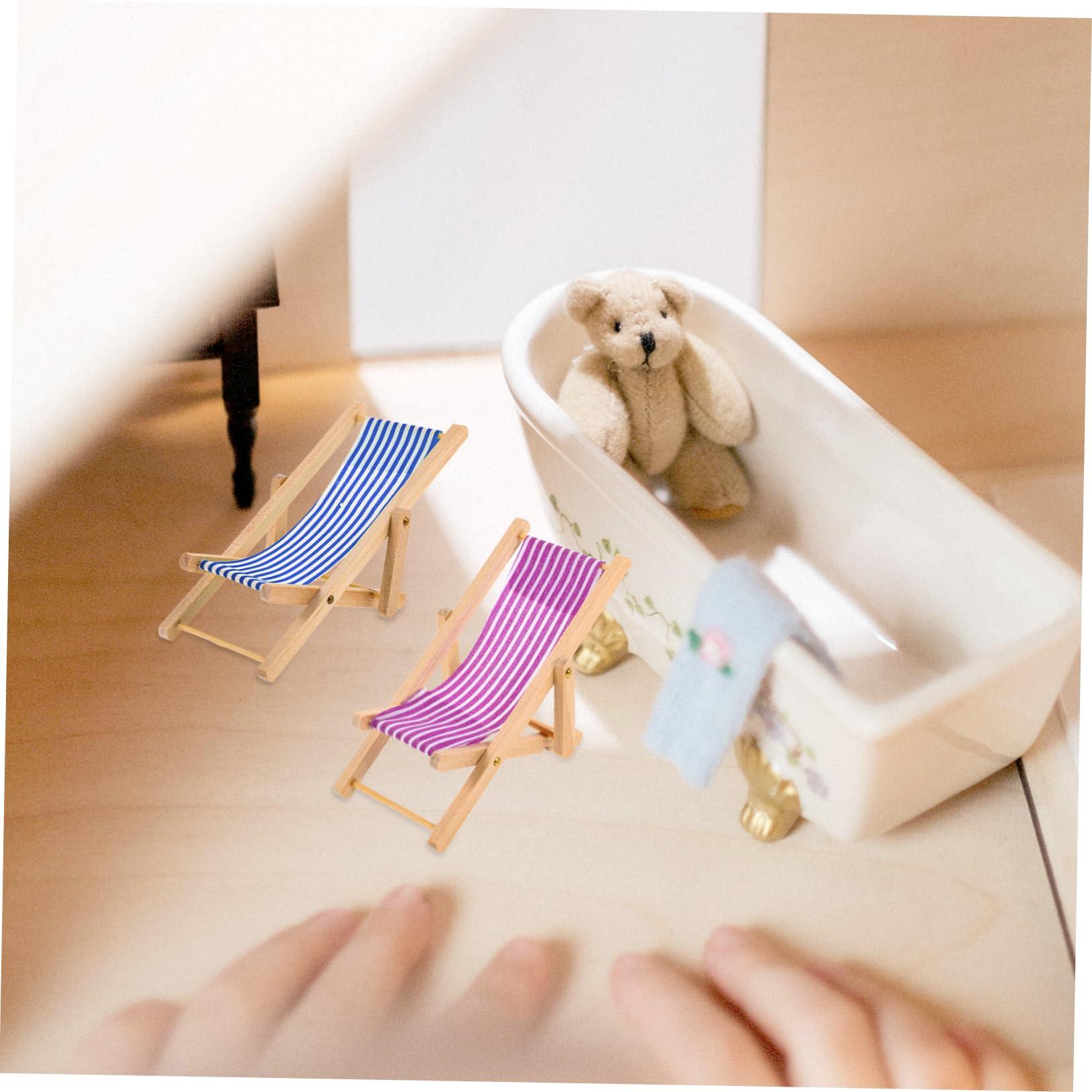 PRETYZOOM 6pcs Beach Chair Model Mini House Chair Model Miniature Chair Miniature Folding Chairs Folding Miniature Lounge Chair Mini Foldable Beach Chair Miniature Beach Chair Mini Ornament