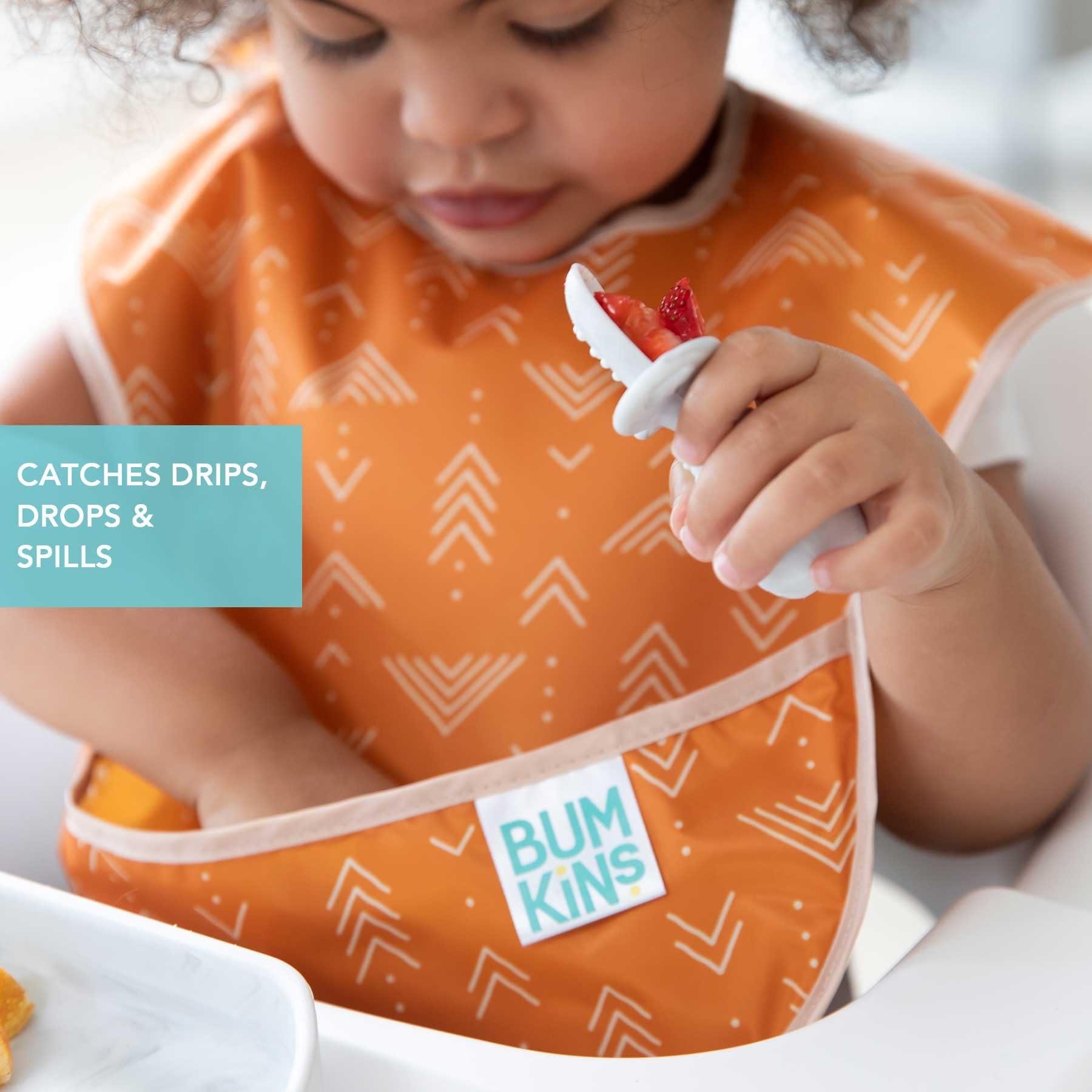 Bumkins Bumkins Bibs for Girl or Boy, SuperBib Baby and Toddler for 6-24 Months, Essential Must Have for Eating, Feeding, Baby Led Weaning Supplies, Mess Saving Catch Food, Waterproof Fabric 3-pk Desert Boho