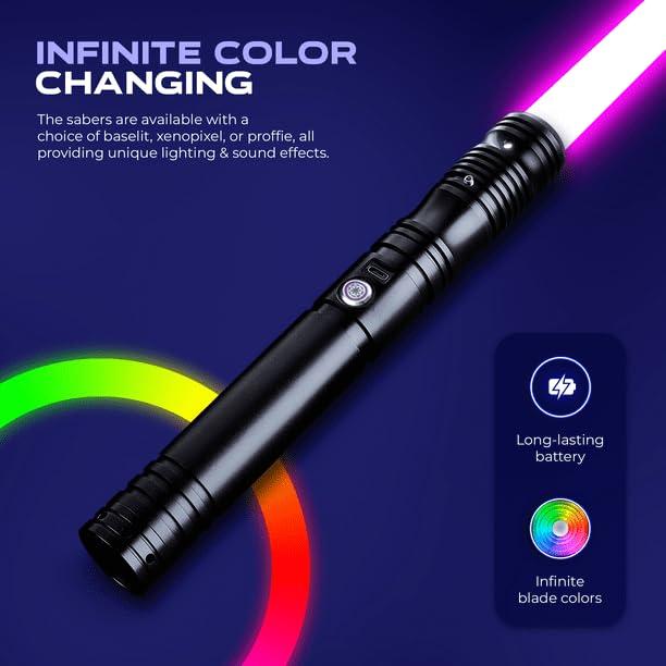SaberX First Steps Lightsaber by SaberX: Duel-Ready, Color-Changing, 50w LED, Sound Effects, Aircraft Aluminum, Polycarbonate Blade, Ergonomic Handle, Ideal for Beginners & Enthusiasts, 92cm Xenopixel-Silver