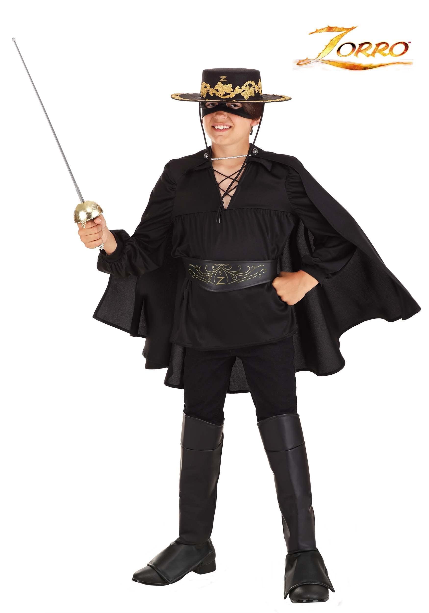 Fun Costumes Fun Costumes Deluxe Zorro Black Jersey knit pullover shirt for Kids X-Large